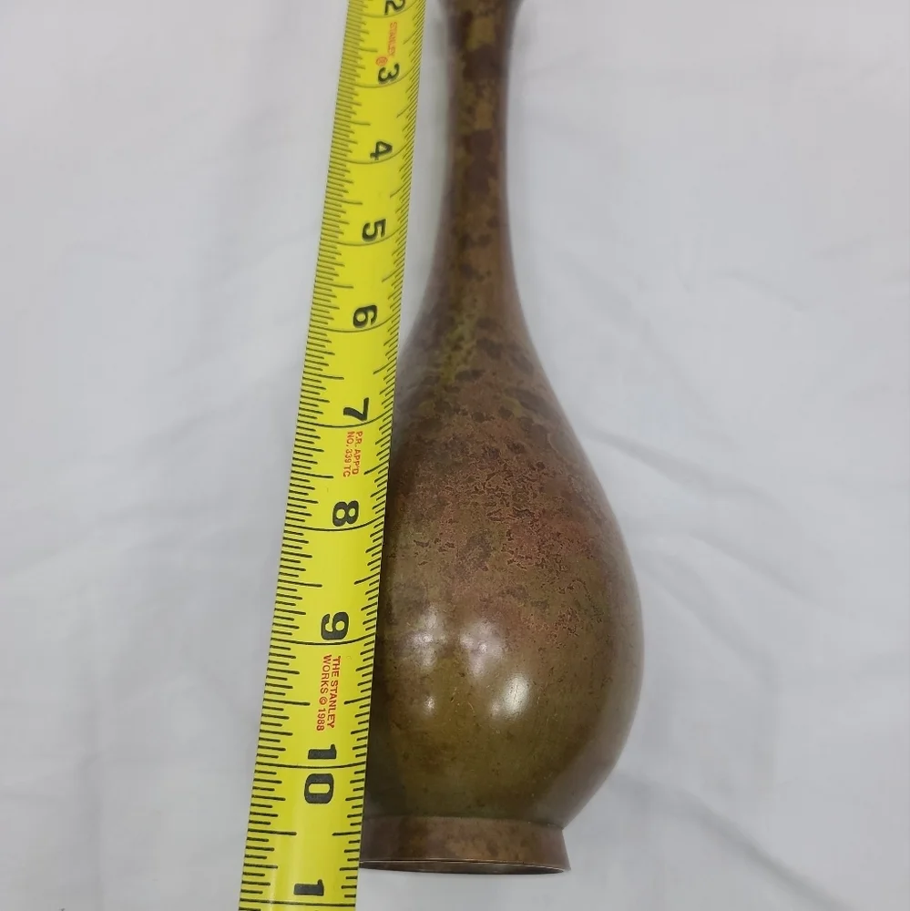 bronze Or Brass vase art with mottled patina, tall